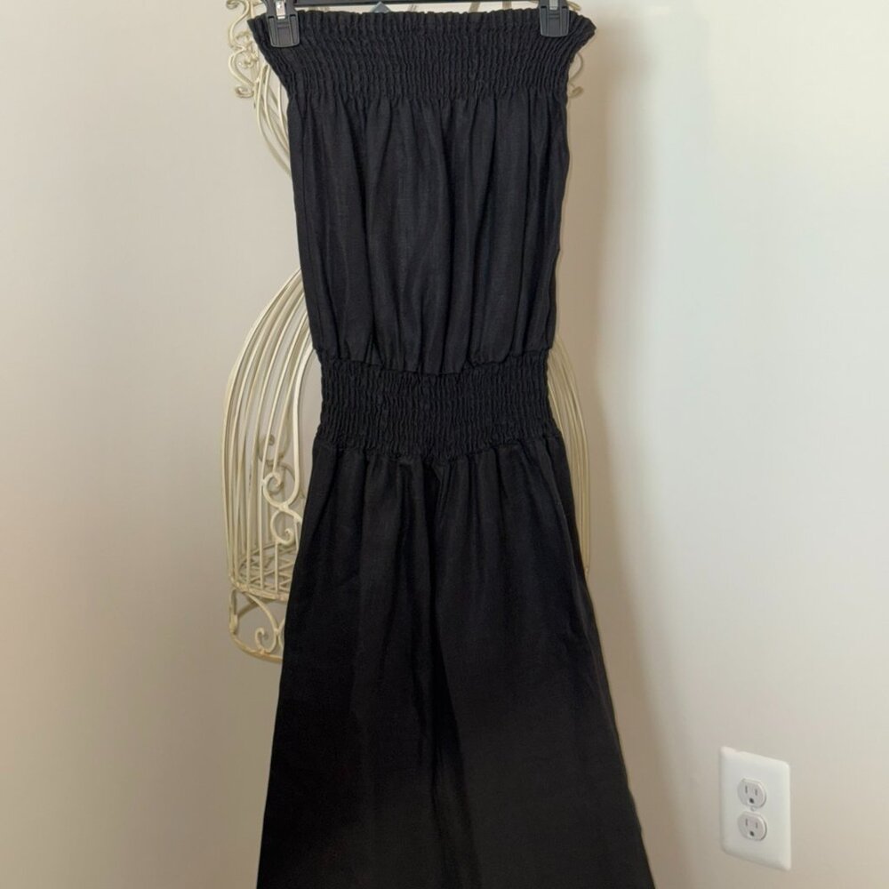 YOUNG FABULOUS & BROKE Black Linen Strapless Jumpsuit Small - Picture 3 of 6
